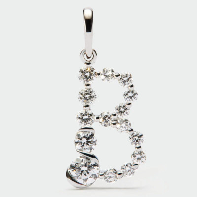 Diamonds And White Gold B Initial Pendant