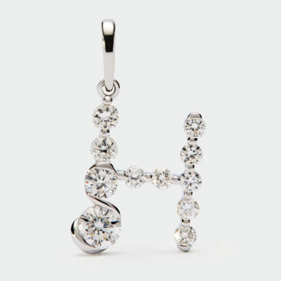 Diamonds And White Gold H Initial Pendant
