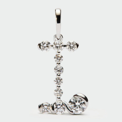 Diamonds And White Gold I Initial Pendant