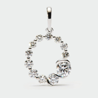 Diamonds And White Gold O Initial Pendant