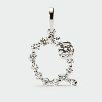 Diamonds And White Gold Q Initial Pendant