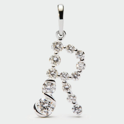 Diamonds And White Gold R Initial Pendant